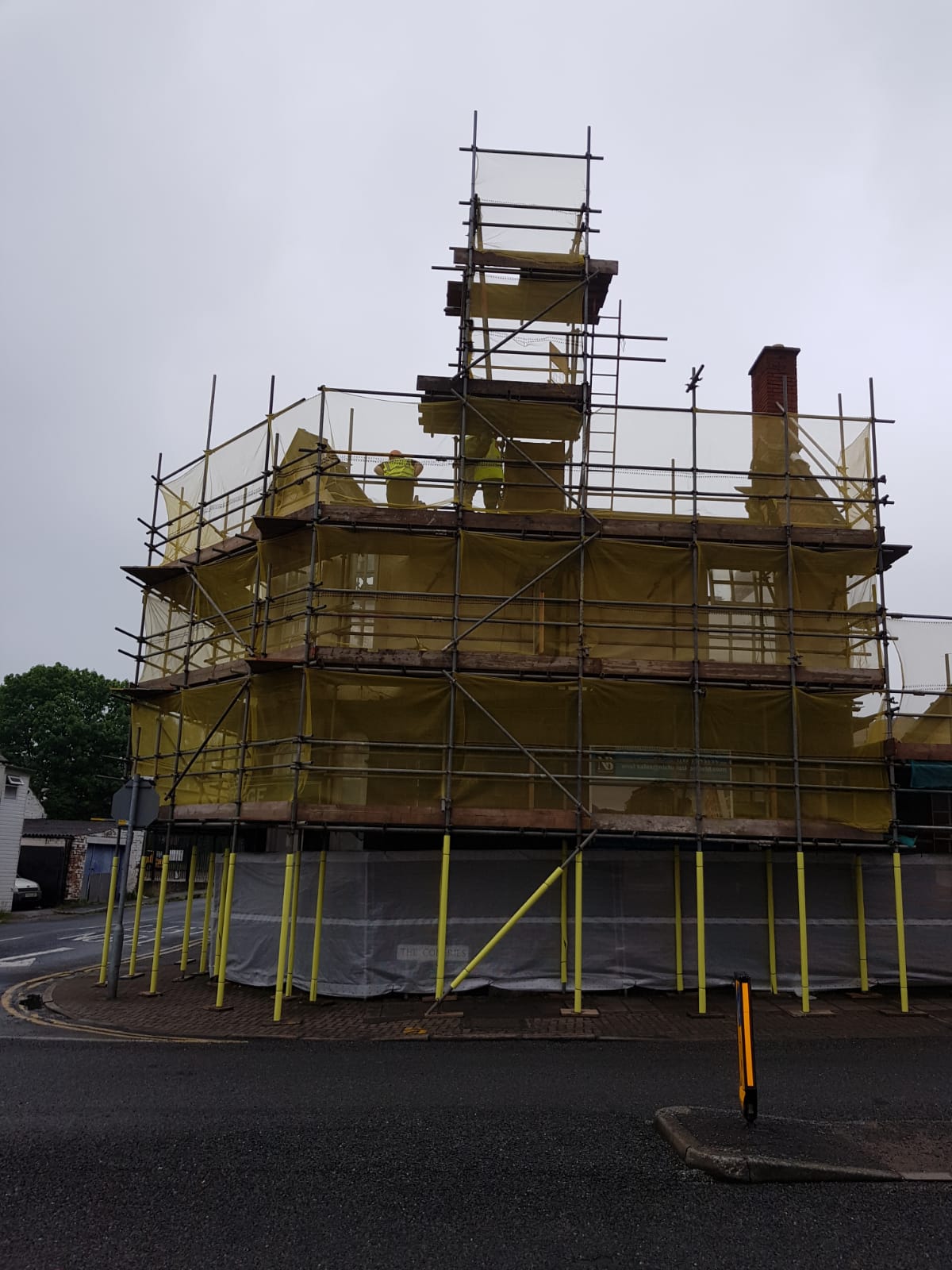 Scaffolding and works in progress at the Loughborough residential building